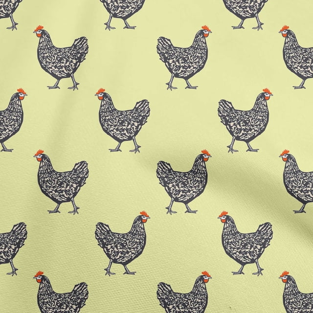 oneOone Cotton Flex Lime Fabric Rooster Cock Craft Projects Decor Fabric Printed By The Yard 40 Inch Wide
