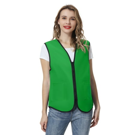 Toptie Supermarket Uniform Vest Zipper Volunteers Event Vest Unisex Waistcoat-Green-M