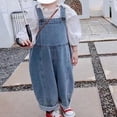 thumbnail image 2 of Coerni Boys Trendy Denim Bib Overalls Sleeveless Button Strps Jean Rompers 1-10Y Kids One Piece Casual Jumpsuits Back to School, 2 of 6