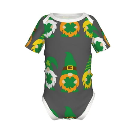 

Yiaed Spring St Patrick’S Day Irish Gnomes Print Infant Climbing Short Sleeve Onesie One-Piece Baby Bodysuit Clothes 0-12 Months -