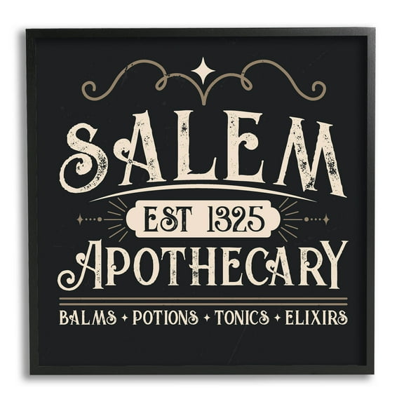 Salem Apothecary Vintage Witch Sign Holiday Graphic Art Black Framed Art Print Wall Art
