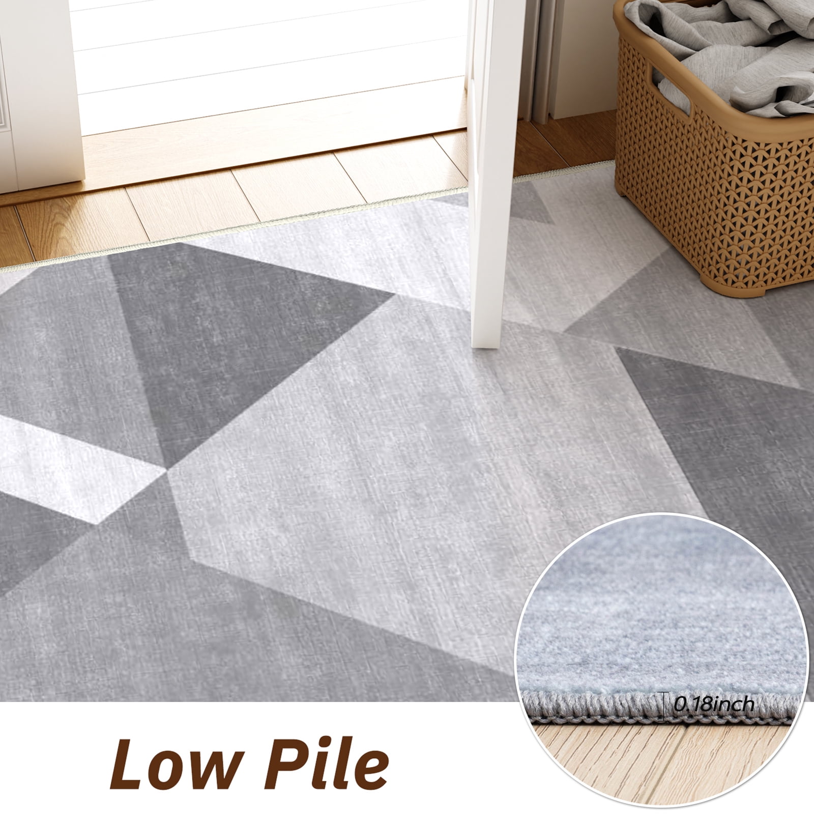 Cozylore 9'x12' Area Rugs for Living Room Geometric Style Modern Rug Soft Low Pile Non Slip Carpet Machine Washable Indoor Rug for Bedroom Dining Room Office, Gray