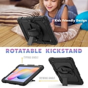 Timoom Samsung Galaxy Tab S6 Lite 10.4 P610 P615 Case [Full-Body] & [Shock Proof] Hybrid Armor Protective Case with 360 Rotating Stand & Strap for Samsung Galaxy Tab S6 Lite 10.4 P610 P615 - Black