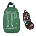 thumbnail image 4 of Organizador de utensilios de cocina kusrkot Bolsa de vajilla portátil para barbacoa Verde, 4 of 8
