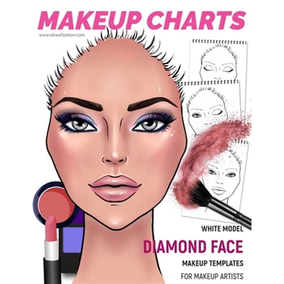 Pre-Owned Makeup Charts - Face Charts for Makeup Artists: White Model - Diamond face shape