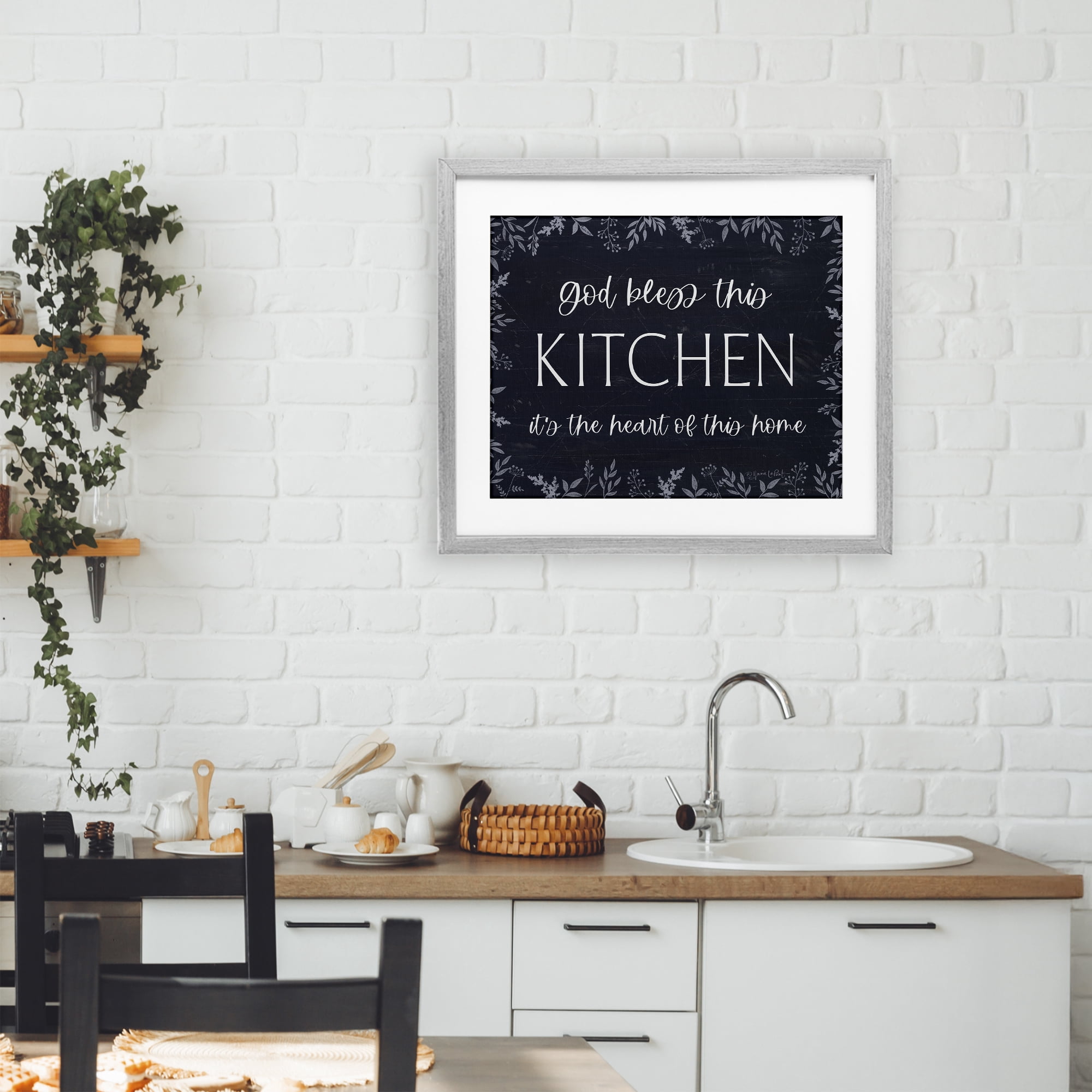 Stupell Industries Kitchen Heart Of This Home Gray Framed Print Under Glass, design by Annie LaPoint