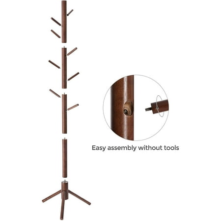 Vasagle Coat Rack Solid Wood Stand Free Standing Hall Tree With 8 Hooks Dark Walnut Urcr04wn Canada Vasagle Coat Rack Solid Wood, Dark Wood Coat Stand