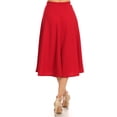 thumbnail image 3 of Women's Solid Basic Casual Elastic Waist A-line Flared Midi Skirt S-3XL, 3 of 7