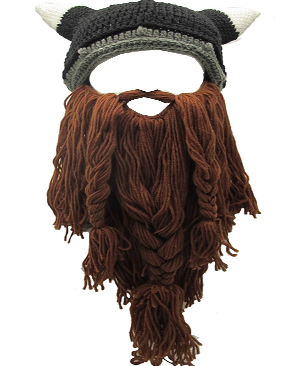 Winter Warm Mask Knitted Wool Funny Skull Cap Wig Beard Hats Handmade Knit Warm Winter Caps Ski Funny Mask Beanie for Men Women