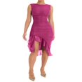 thumbnail image 4 of Women Y2K Tank Dress Sleeveless Backless Split Dress Irregular Mesh Ruffle Trim Midi Club Dress, 4 of 7