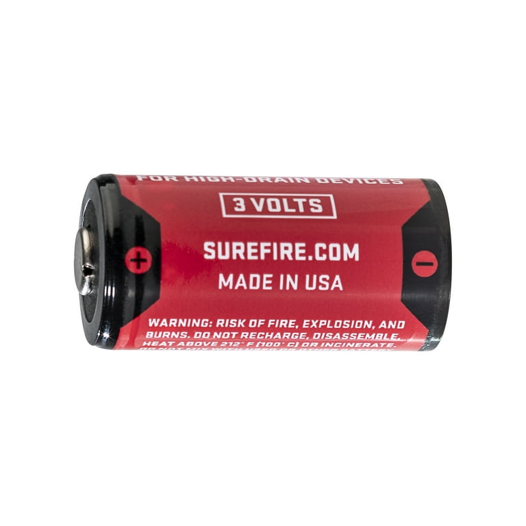 SureFire CR123A Lithium Battery, 3V with 10-Year Shelf-Life, High