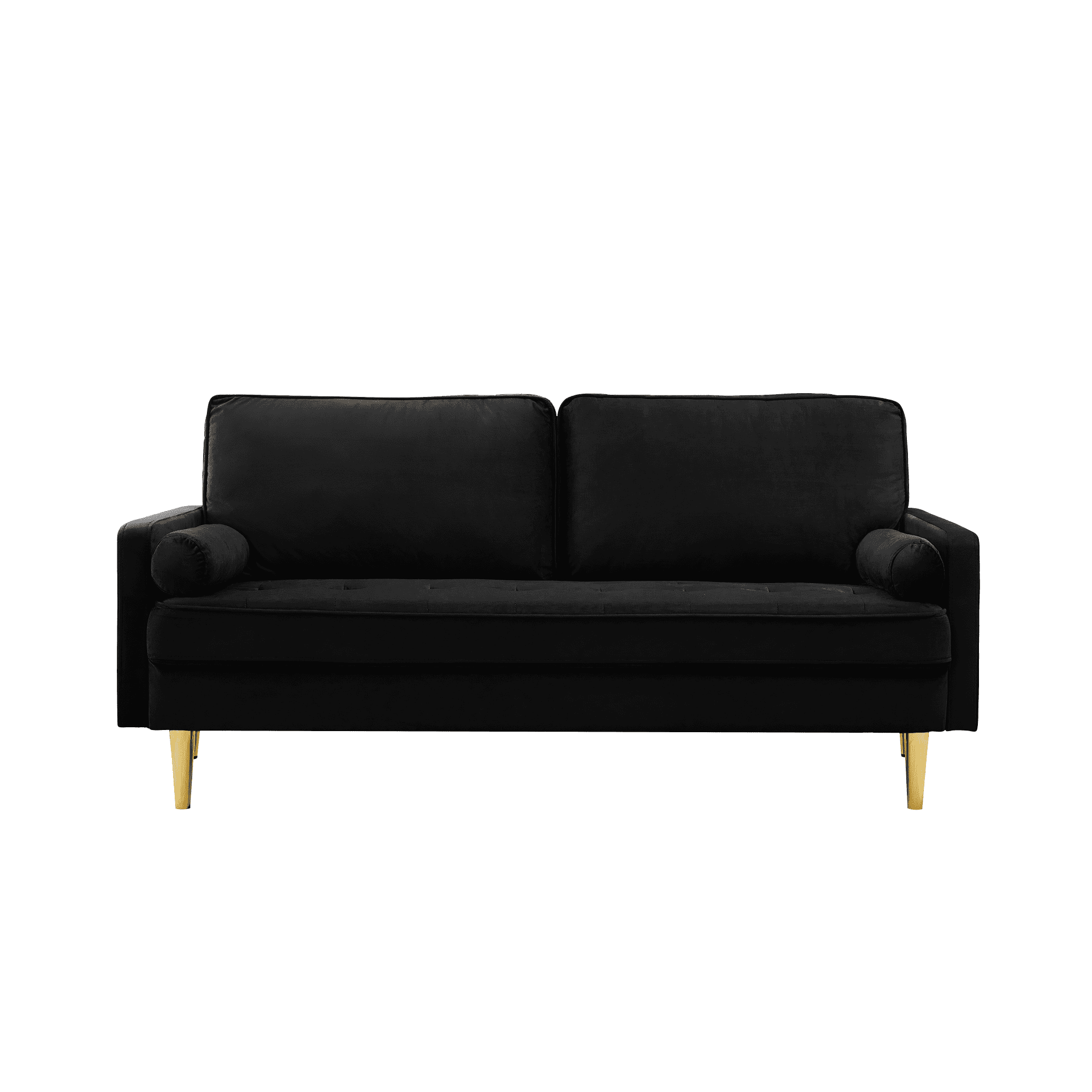 65" Velvet Upholstered Small Loveseat Couch, 2 Seater Sofa with Pine Wood Frame, Comfortable Loveseat with High-Density Sponge for Living Room, Black
