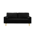 thumbnail image 3 of Xukmct 2 Seat Velvet Loveseat Sofa with Metal Legs, 65 inch Sofa Couch for Living Room, Bedroom, Office, Black, 3 of 6