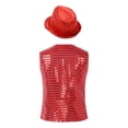 thumbnail image 2 of TiaoBug Kids Boys Girls Shirt Vest with Hat Shiny Sequins Hip-Hop Street Dance Performance Waistcoat Red 12-24 Months, 2 of 7