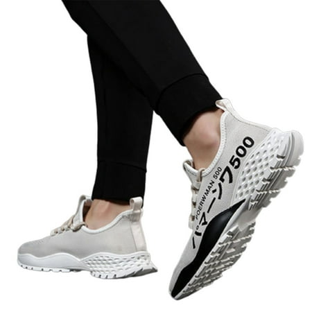 

Men s Sports Casual Sneakers Heightening Grid Knitting Loafers Flats for Birthday Christmas Gifts 39 White 500