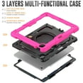 thumbnail image 4 of ELEHOLD Rugged Case for iPad Air 13-inch M3 (2025) / M2 (2024) Three-Layer Protection with Screen Protector Portable Folding Handle Grip 360° Rotating Kickstand Bracket Shockproof Cover,Rose, 4 of 9