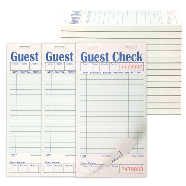 Guest Check Books FMP Brands para servidores, 20 blocs, 1000 hojas