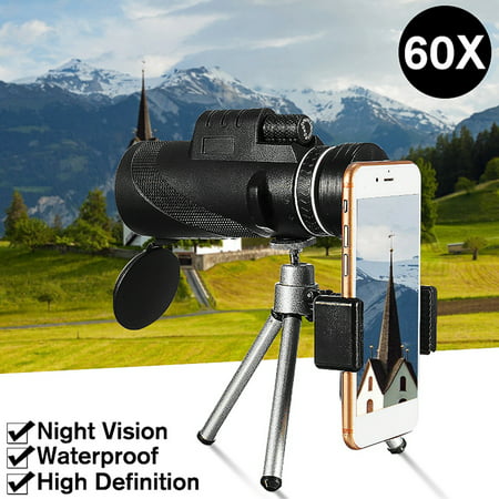Waterproof 9500m 40X60 Portable Compact Monocular Optical HD Lens Phone Telescope + Tripod Clip For Concert,Ball game.Aquarium,Outdoor (Best Cheap Telescope For Astrophotography)