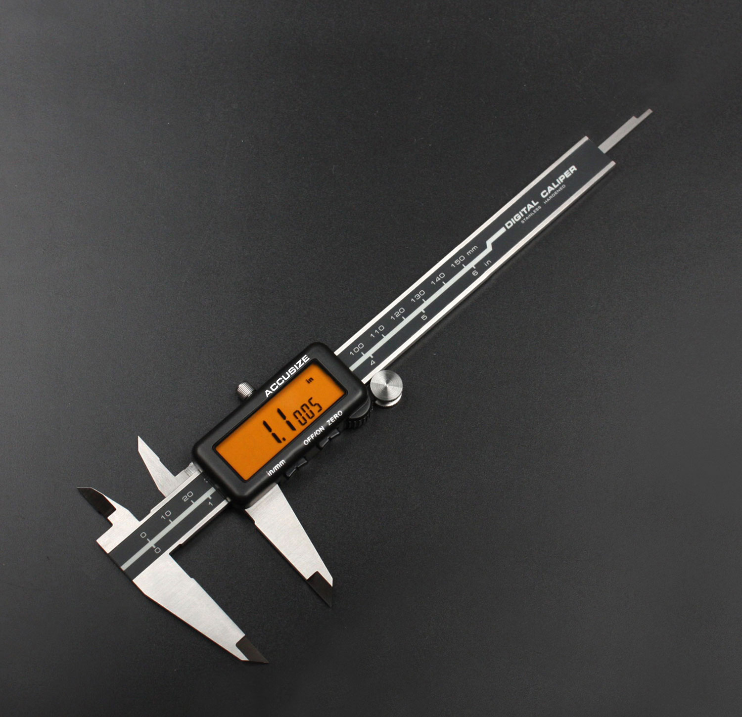 Accusize 0-6''/0-150 mm, Yellow Lcd Electronic Digital Caliper,Metric/Inch, 0.0005''/0.01mm Resolution, 1110-1818