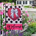 thumbnail image 4 of JOOCAR Valentine's Day Garden Flags, Black Polka Dot Love Bow Welcome 12x18 Inch Reversible Garden Flags for Outdoor Garden Holiday Yard Decoration, 4 of 5