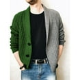 thumbnail image 2 of IROINNID Men's Long Sleeve Mid-Length Cardigan Jacket Contrast Color Casual Color Block Knitted Jacket Single Breasted Sweater, 2 of 3