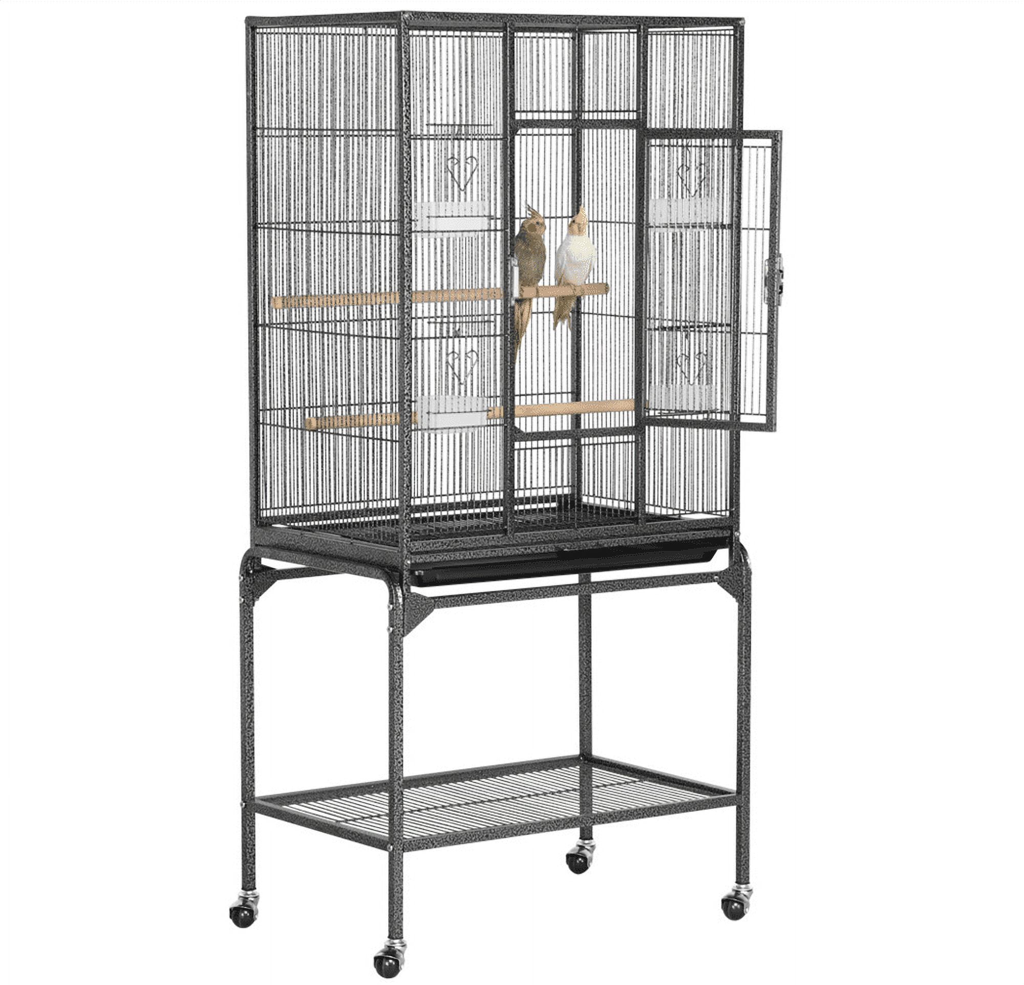 Alden Design 54"H Metal Pet Cage with Detachable Stand for Small Animal , Black