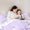 thumbnail image 4 of Erosebridal Purple Bow Bedding Comforter Set, Watercolor Bowknot Full Bedding Set for Girls, Colorful Stars Reversible, 7-Piece, 4 of 6