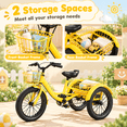 thumbnail image 6 of Kids Tricycle for Boys Ages 2-4, Akaber 12" Tricycle for Kids with 2 Storage Baskets, Dual Handbrake, Yellow, 6 of 9