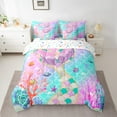 thumbnail image 3 of Manfei Kids Kawaii Mermaid 7-Piece Twin Bedding Sets, Pink Blue Bedding Comforter Set, Kawaii Jellyfish Starfish Reversible Sheet Sets, Microfiber Bedroom Decor, 3 of 8