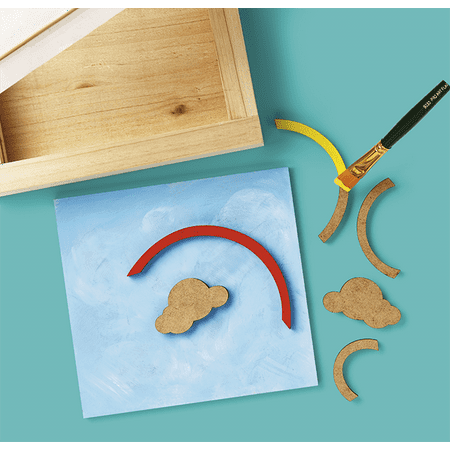 Hello Hobby Rainbow Unfinished Wood Shadowbox Kids Craft Kit