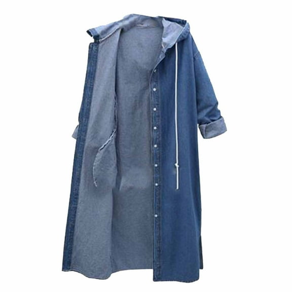 Babysbule Winter Coats for Women Women's Fashion Long-Sleeved Casual Button Loose Jacket With Burrs Denim Jacket Windbreak