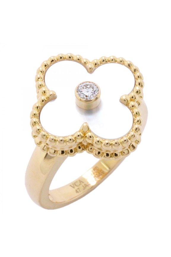 Pre-Owned Van Cleef & Arpels Alhambra Ring, 1PD (18K Yellow Gold), Diamond, Mother-of-Pearl,...