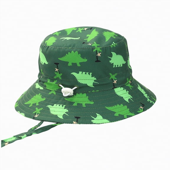Toddler Bucket Hat Packable Cartoon Caps Dinosaur Boys Hat Adjustable Wide Brim Outdoor Play For Boy And Girl Gibobby,2-3 Years,Green