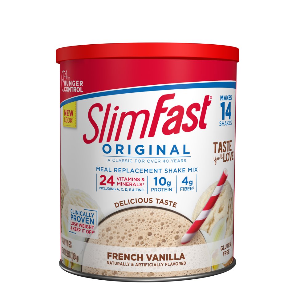 SlimFast Original Meal Replacement Shake Powder, French Vanilla, 12.83