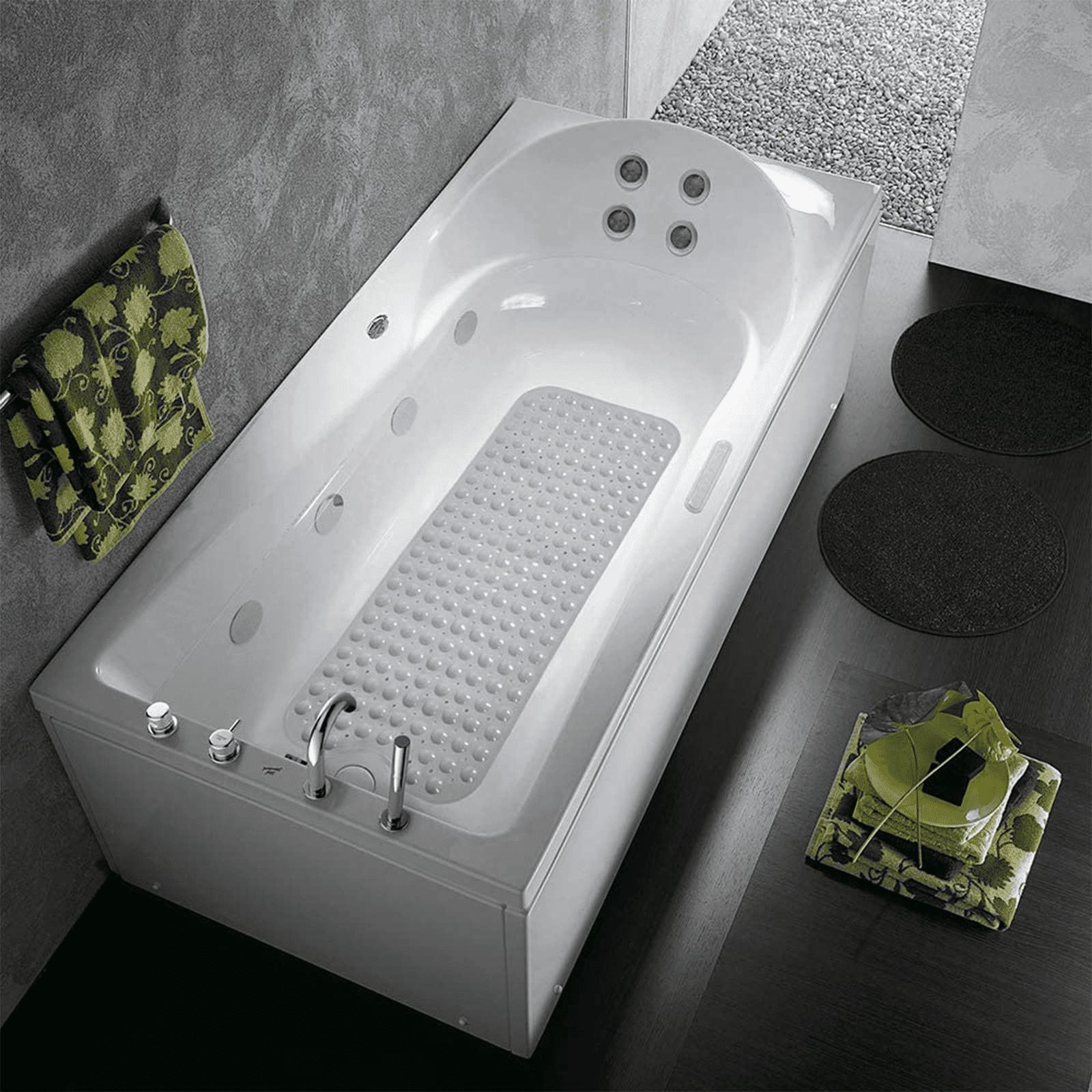 Marine & RV Non Slip Bath Mat 40x16 - Clear Gray Bathtub Rug with Suction  Cups and Drain Holes - Large Shower Bathroom Tub Mats, BPA Free Machine  Washable - Marine and RV Direct