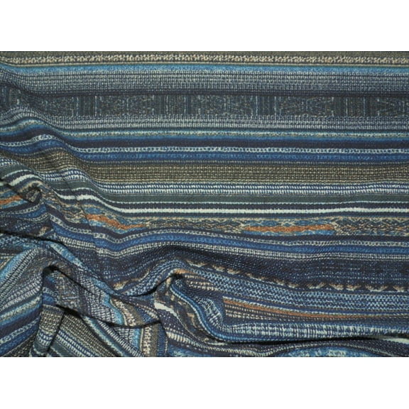 Bullet Printed Liverpool Textured Fabric Stretch Tribal Stripe Navy Blue P410