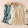 thumbnail image 6 of Lovskoo Cotton Linen Summer Tops for Women 2024 Round Neck Short Sleeve Loose Solid Color Shirt Loose Slim Top Shirt Green, 6 of 7