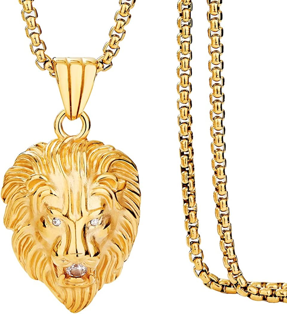 Kingdom 1 Mens Necklace Lion Pendant Necklace, Bigger in Size