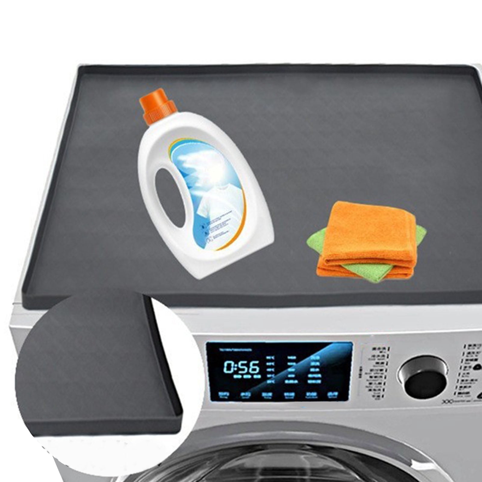 BIMZUC Washer and Dryer Covers for The Top Waterproof Prevent Slip Washing Machine Top Protector Silicone Mat for Laundry Kitchen Grey 60x50cm / 23.6x19.7in