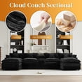 thumbnail image 4 of Aukfa 145" U Shaped Cloud Couch Oversized 6 Seat Sectional Sofa with USB&Cupholdes Storage Console for Living Room, Corduroy, Black, 4 of 10