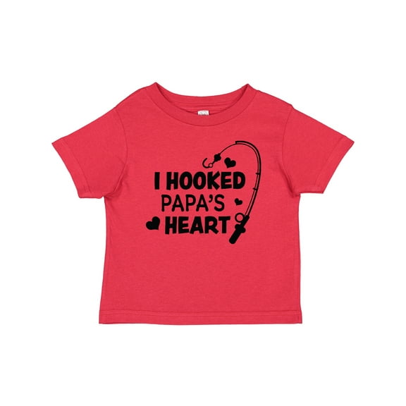 Inktastic I Hooked Papa's Heart with Fishing Rod Boys or Girls Baby T-Shirt