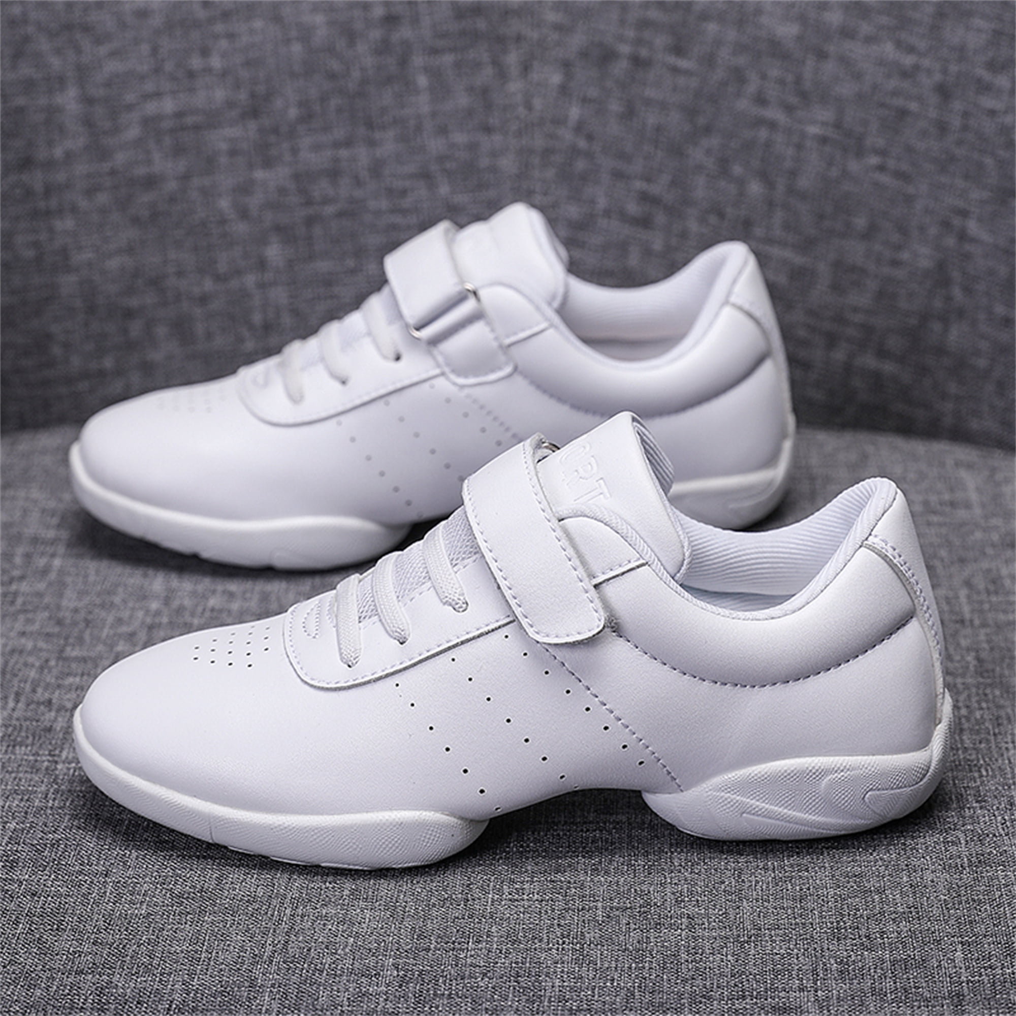 YOURDIARY Cheer Shoes for Youth Girls, White Varsity Cheerleading Shoes for Youth, Breathable and Lightweight Dance Athletic Flats