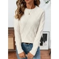 thumbnail image 4 of Eytino Womens Sweaters Pullover Sweaters for Women Trendy Crewneck Long Sleeve Cable Knit Sweater Casual Fall Sweater Tops White S, 4 of 9