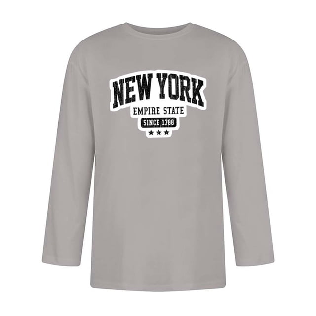 WEAIXIMIUNG T-Shirts pour Hommes à Manches 3/4 avec Nom de Ville et Lettres, Col Rond Confortable, Couleur Unie