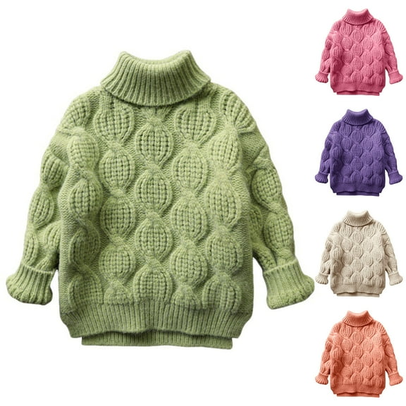 Brondbend Kids Fall Sweater Toddler Boys and Girls Sweater Turtleneck Long Sleeved Solid Pullover Warm Knitted Cotton Top Loose Fit Fall Winter Comfortable Versatile Thick Top,Beige