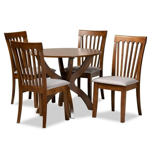 Bowery Hill Grey and Walnut Brown Finished Wood 5-Piece Dining Set