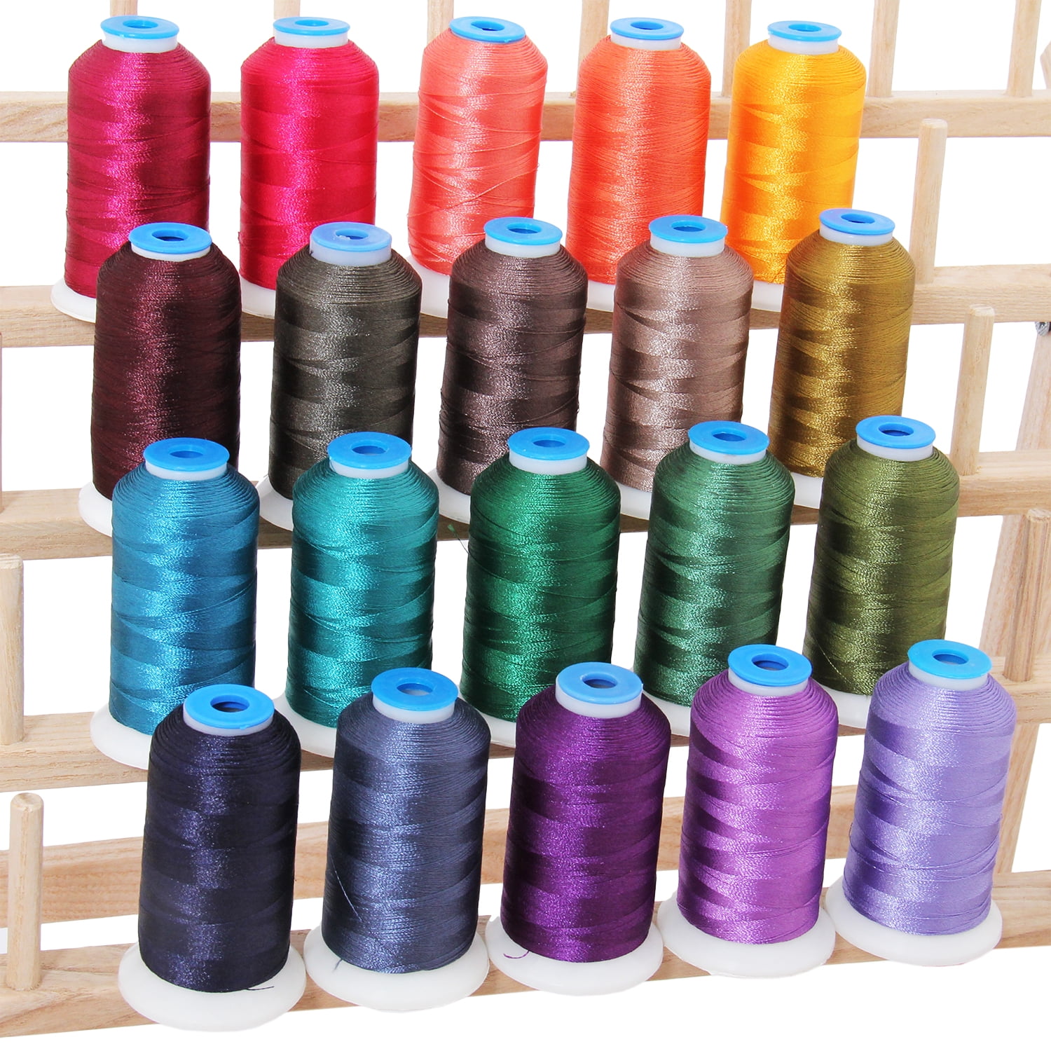 Threadart 20 Spool Polyester Embroidery Machine Thread Dark Colors | 1000M Spools 40wt | For Brother Babylock Janome Singer Pfaff Husqvarna Bernina Machines - 10 Sets Available