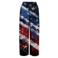thumbnail image 5 of America 250 Pants for Women Patriotic Star USA Flag Print Wide Leg Pants Slit Baggy Elastic High Waist Regular Fit Soft Lounge Pants, #01 Dark Blue, L, 5 of 6