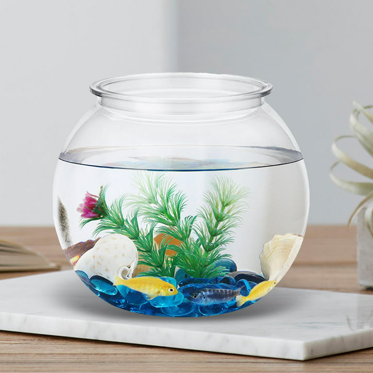 Transparent Small Fish Tank, Fish Bowl Vase Table Round Small Household DIY  Fishes Tank Clear for Desktop Living Room Office table M