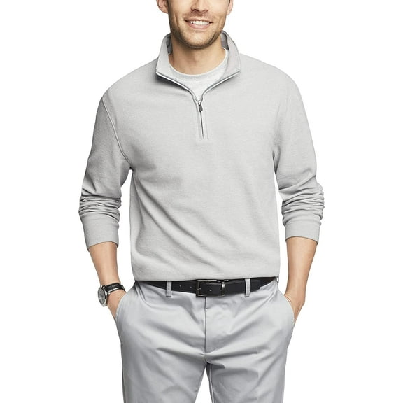 Van Heusen Mens Big & Tall Gray Ottoman Quarter Zip Pullover Sweatshirt M